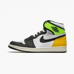 Men's Nike Jordan 1 Retro High White Black Volt University Gold White/Black-Volt-University Gold Jordan Shoes