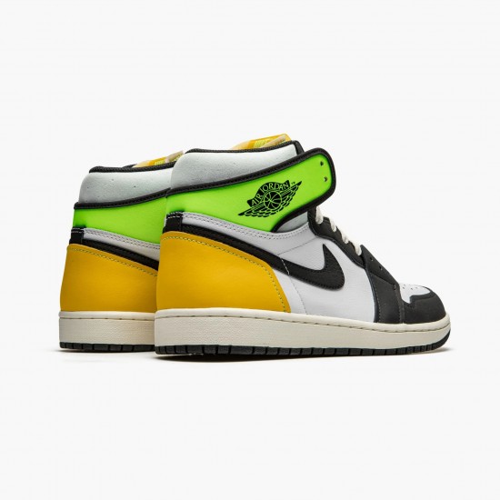 Mens Nike Jordan 1 Retro High White Black Volt University Gold White/Black-Volt-University Gold Jordan Shoes