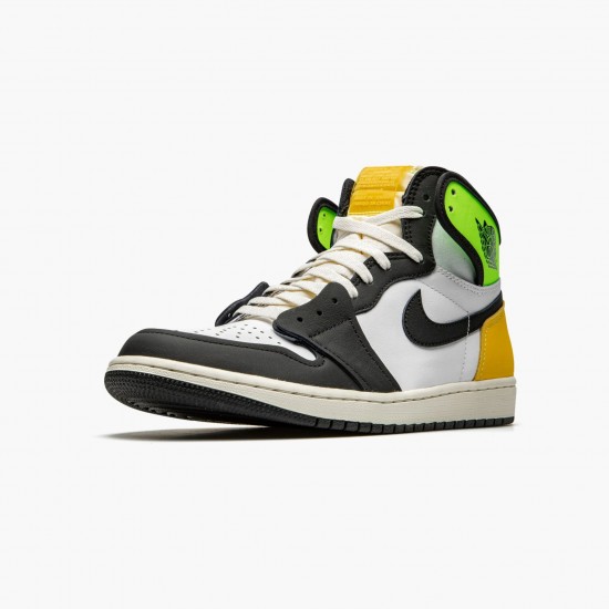 Mens Nike Jordan 1 Retro High White Black Volt University Gold White/Black-Volt-University Gold Jordan Shoes