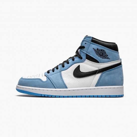 Mens Nike Jordan 1 Retro High White University Blue Black White/University Blue-Black Jordan Shoes