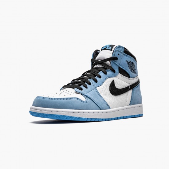 Mens Nike Jordan 1 Retro High White University Blue Black White/University Blue-Black Jordan Shoes