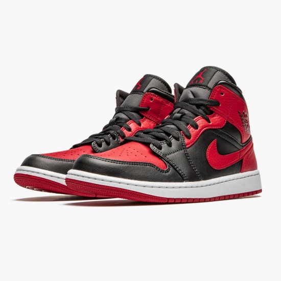 Womens/Mens Nike Jordan 1 Mid Banned 2020 Black/University Red/Black Whi Jordan Shoes