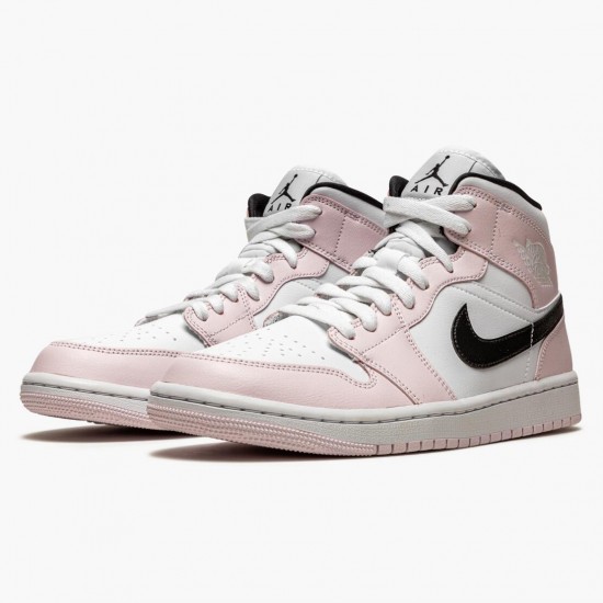 Womens Nike Jordan 1 Mid Barely Rose Barely Rose/White/Black Jordan Shoes