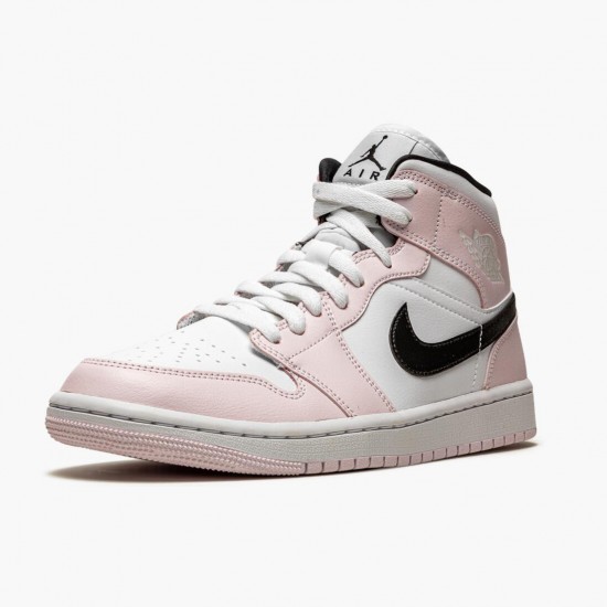 Womens Nike Jordan 1 Mid Barely Rose Barely Rose/White/Black Jordan Shoes