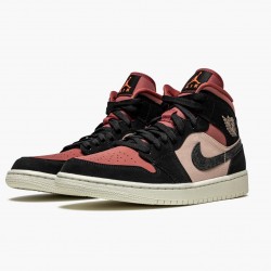 Women's Nike Jordan 1 Mid Canyon Rust Particle Beige/Black Jordan Shoes