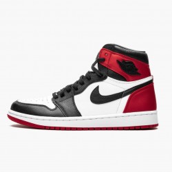 Women's/Men's Nike Jordan 1 High OG Satin Black Toe Black/Black White/Varsity Red Jordan Shoes