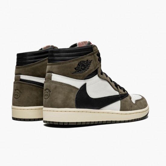 Womens/Mens Nike Jordan 1 High OG TS SP Travis Scott Sail/Dark Mocha/University Red Jordan Shoes