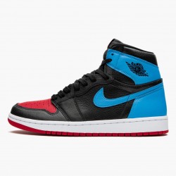 Men's Nike Jordan 1 High OG UNC To Chicago Black/Dark Powder Blue/Gym Red Jordan Shoes