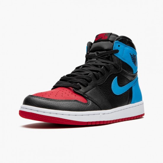 Mens Nike Jordan 1 High OG UNC To Chicago Black/Dark Powder Blue/Gym Red Jordan Shoes