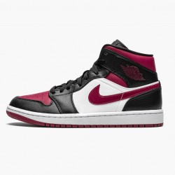 Men's Nike Jordan 1 Mid Bred Toe Black/Gym Red/White Jordan Shoes