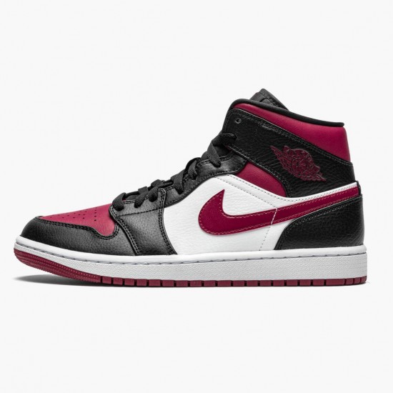 Mens Nike Jordan 1 Mid Bred Toe Black/Gym Red/White Jordan Shoes