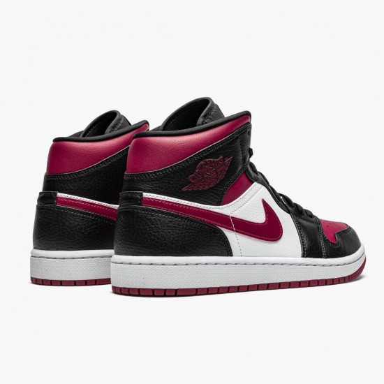 Mens Nike Jordan 1 Mid Bred Toe Black/Gym Red/White Jordan Shoes