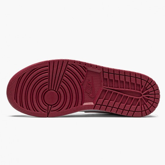 Mens Nike Jordan 1 Mid Bred Toe Black/Gym Red/White Jordan Shoes