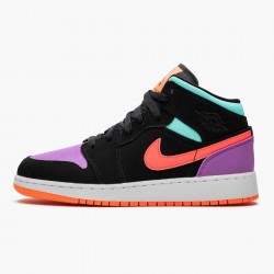 Women's/Men's Nike Jordan 1 Mid Candy Black/Total Orange Jordan Shoes