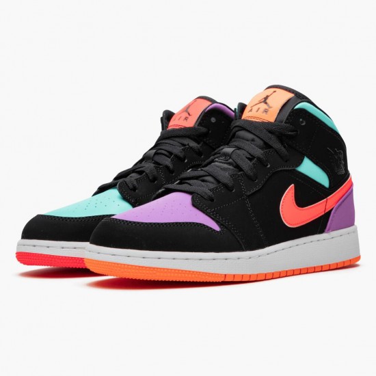 Womens/Mens Nike Jordan 1 Mid Candy Black/Total Orange Jordan Shoes