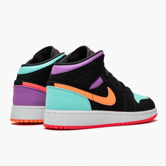 Womens/Mens Nike Jordan 1 Mid Candy Black/Total Orange Jordan Shoes