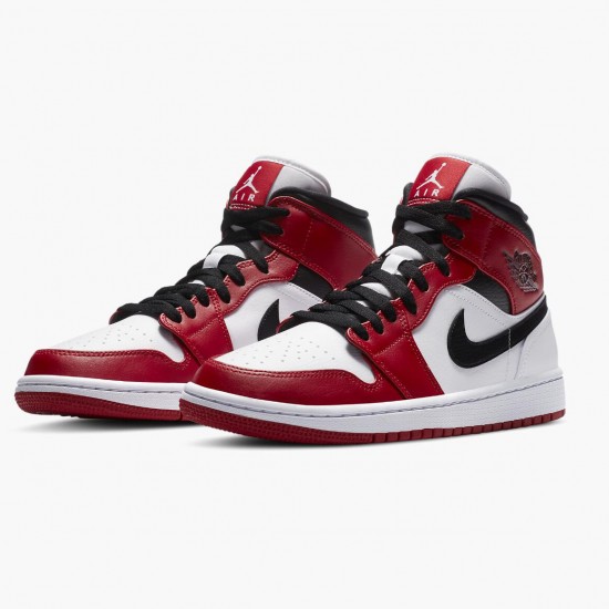 Womens/Mens Nike Jordan 1 Mid Chicago 2020 White/Gym Red/Black Jordan Shoes