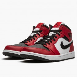 Men's Nike Jordan 1 Mid Chicago Black Toe Black/Gym Red/White Jordan Shoes