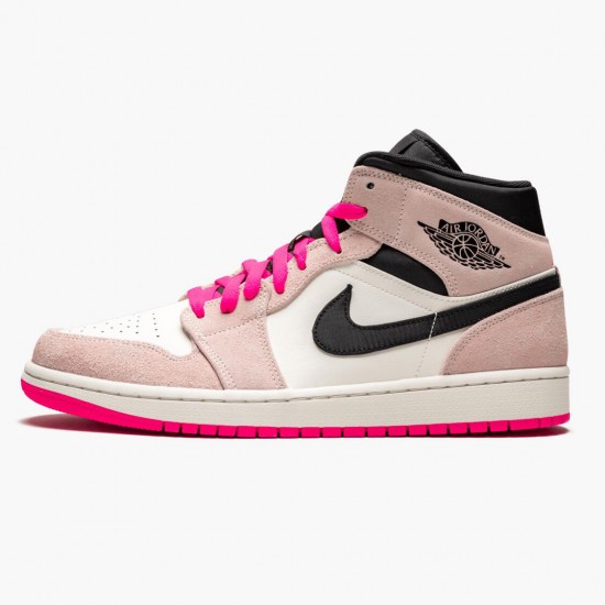 Womens/Mens Nike Jordan 1 Mid Crimson Tint Crimson Tint/Hyper Pink/Black Jordan Shoes