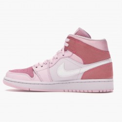 Women's Nike Jordan 1 Mid Digital Pink Digital Pink/White Pink/Foam Sail Jordan Shoes