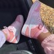 Womens Nike Jordan 1 Mid Digital Pink Digital Pink/White Pink/Foam Sail Jordan Shoes
