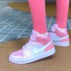 Womens Nike Jordan 1 Mid Digital Pink Digital Pink/White Pink/Foam Sail Jordan Shoes