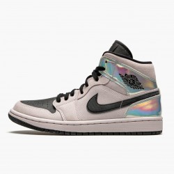 Women's/Men's Nike Jordan 1 Mid Dirty Powder Iridescent Barely Rose/Black/Multi Jordan Shoes