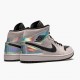 Womens/Mens Nike Jordan 1 Mid Dirty Powder Iridescent Barely Rose/Black/Multi Jordan Shoes