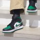 Mens Nike Jordan 1 Mid Pine Green Black/Gym Red/White/Pine Green Jordan Shoes