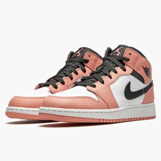 Mens Nike Jordan 1 Mid Pink Quartz Pink Quartz/DK Smoke Grey Jordan Shoes