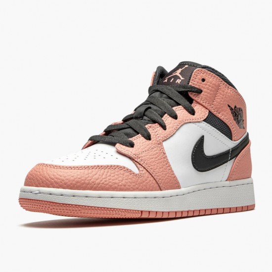 Mens Nike Jordan 1 Mid Pink Quartz Pink Quartz/DK Smoke Grey Jordan Shoes