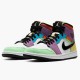 Mens Nike Jordan 1 Mid SE Multicolor White/Black/Lightbulb Team Ora Jordan Shoes