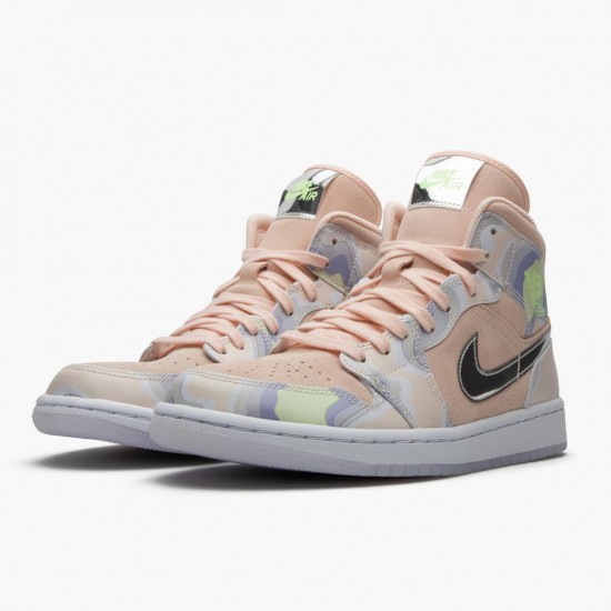 Women's/Men's Nike Jordan 1 Mid SE P(Her)spectate Washed Coral Chrome Washed Coral/Chrome/Light Whistle Jordan Shoes
