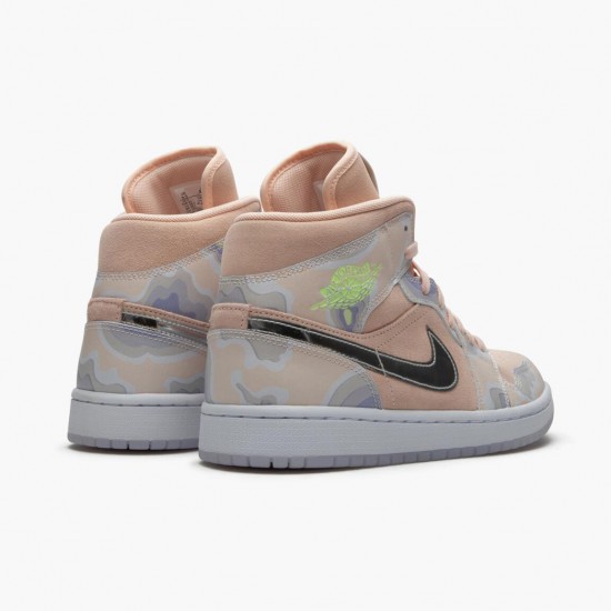 Women's/Men's Nike Jordan 1 Mid SE P(Her)spectate Washed Coral Chrome Washed Coral/Chrome/Light Whistle Jordan Shoes