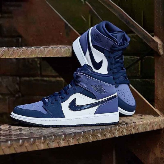 Womens/Mens Nike Jordan 1 Mid Sanded Purple Obsidian/Sanded Purple/White Jordan Shoes