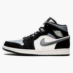 Men's Nike Jordan 1 Mid Satin Grey Toe Black/Anthracite Sail Jordan Shoes