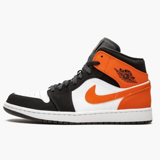 Mens Nike Jordan 1 Mid Shattered Backboard Black/White Starfish Jordan Shoes