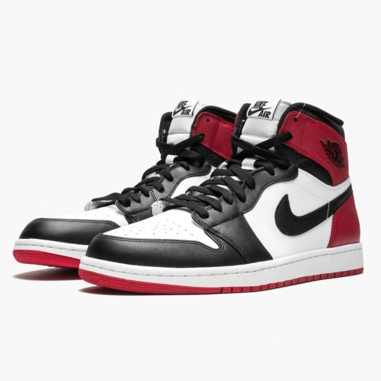 Mens Nike Jordan 1 Retro High Black Toe White/Black/Gym Red Jordan Shoes