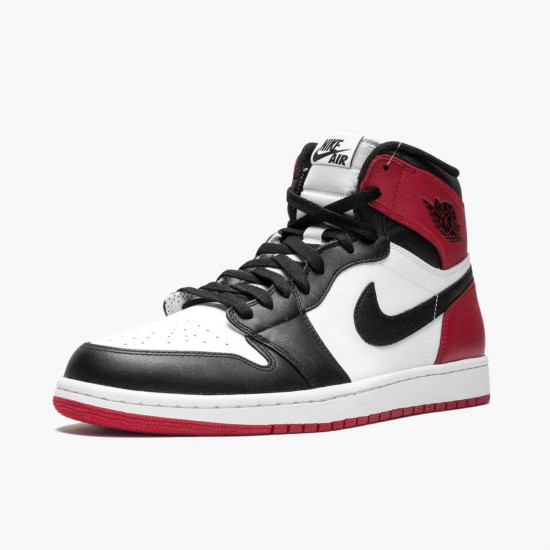 Mens Nike Jordan 1 Retro High Black Toe White/Black/Gym Red Jordan Shoes