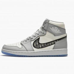 Women's/Men's Nike Jordan 1 Retro High Dior Wolf Grey/Sail Photon Dust Whi Jordan Shoes