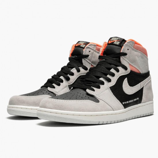 Mens Nike Jordan 1 Retro High Neutral Grey Neutral Grey/Black Jordan Shoes