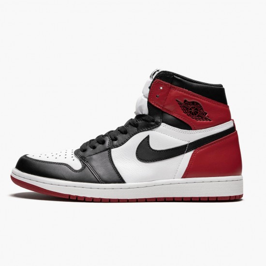 Mens Nike Jordan 1 Retro High OG Black Toe White/Black/Varsity Red Jordan Shoes