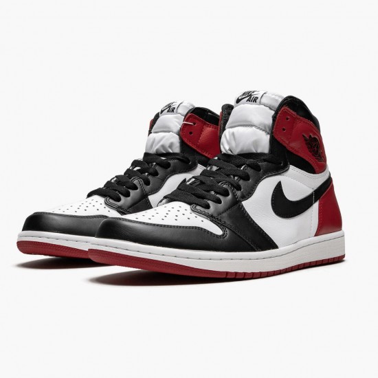 Mens Nike Jordan 1 Retro High OG Black Toe White/Black/Varsity Red Jordan Shoes