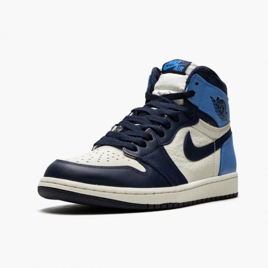 Mens Nike Jordan 1 Retro High OG Obsidian University Blue Sail/Obsidian/University Blue Jordan Shoes