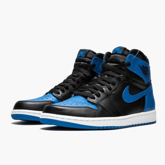 Mens Nike Jordan 1 Retro High OG Royal Black/Royal White Jordan Shoes