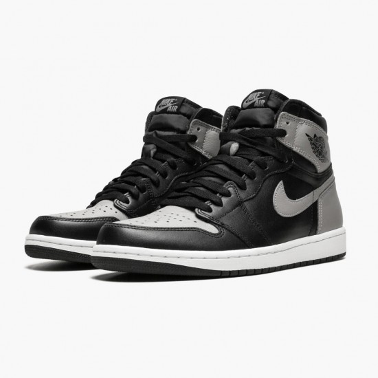 Mens Nike Jordan 1 Retro High Shadow Black/Medium Grey/White Jordan Shoes