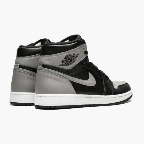 Mens Nike Jordan 1 Retro High Shadow Black/Medium Grey/White Jordan Shoes