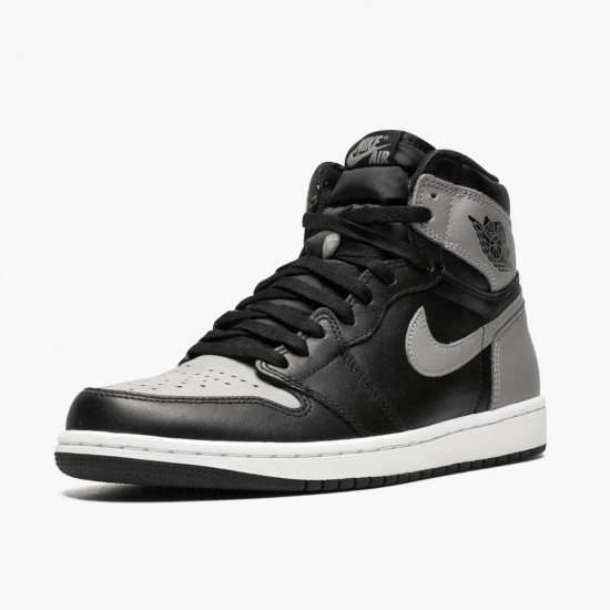 Mens Nike Jordan 1 Retro High Shadow Black/Medium Grey/White Jordan Shoes