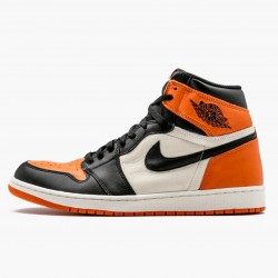 Men's Nike Jordan 1 Retro Shattered Backboard Black/Starfish Sail Jordan Shoes