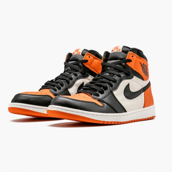 Mens Nike Jordan 1 Retro Shattered Backboard Black/Starfish Sail Jordan Shoes